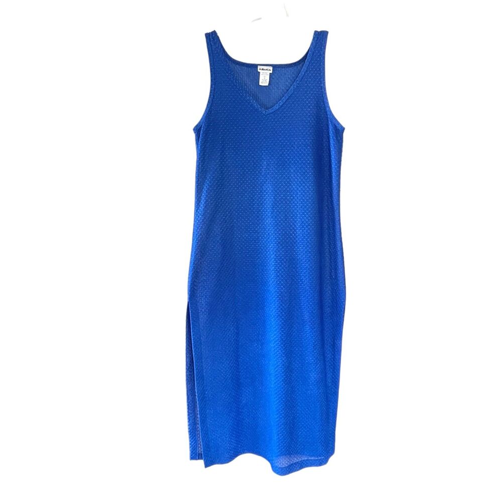 LA BLANCA Women's Size Medium Cobalt Blue VINTAGE Mesh Maxi Coverup Dress USA